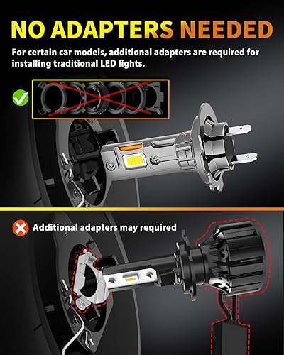 Miniatura 4 de Termitor Bombilla LED H7 mejorada 2024, 30000 lúmenes, 800% ultra brillo con 16 chips CSP, blanco 6500K, tamaño halógeno 11 con sistema de