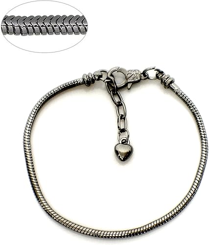 Miniatura 2 de rubyca 5pcs langosta estilo europeo serpiente cadena pulseras Fit Encanto Beads 16tamaño de 23cm Elegir color, Negro Gunmetal