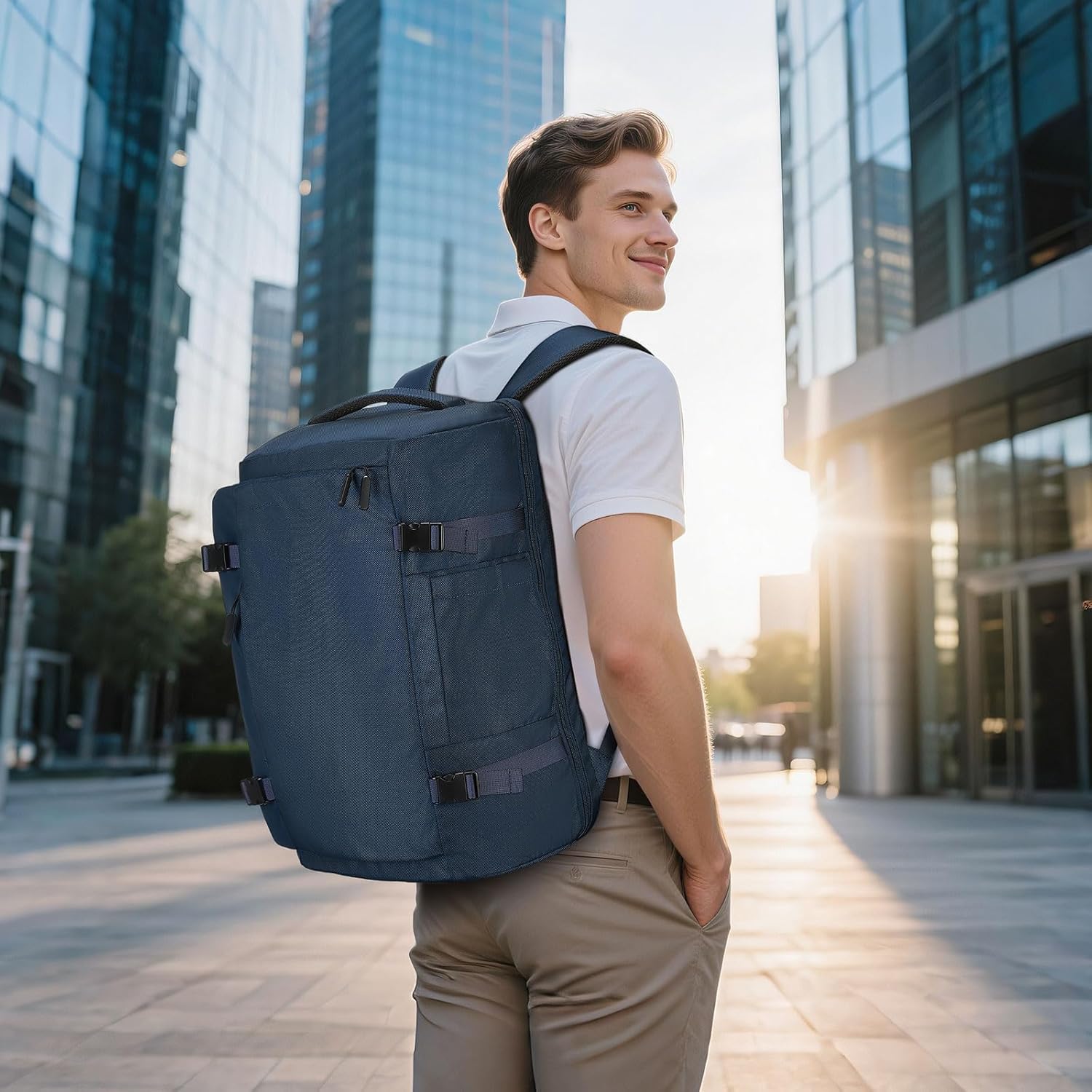 40L Travel Backpack, TSA Friendly Flight Approved Carry on Backpack for Men Women, Fits 17.3 Inch Laptop with USB-A&C Ports, Weekender Bag, Blue - Image 8