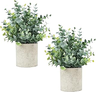 Velener 2 Pcs Small Fake Plants Eucalyptus, Artificial Plants Indoor for...