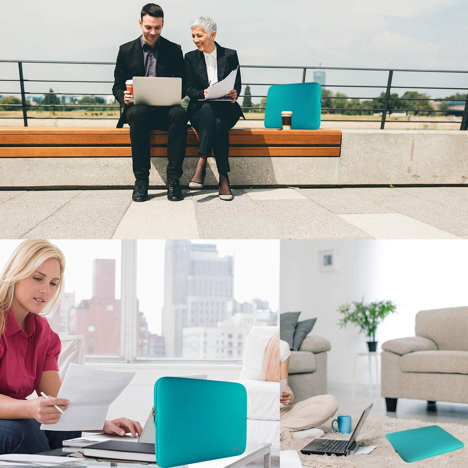 Naukay 15.6 Inch Laptop case Bag,Against dust Resistant Neoprene Notebook Computer Pocket Sleeve/Tablet Briefcase Carrying Bag Compatible 15-15.6 Inch HP/Dell/Asus/Acer/Toshiba/Fujitsu-Blue - Image 7