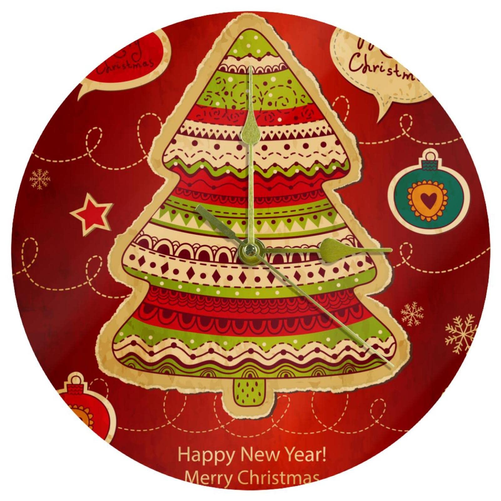 Horloge murale en acrylique design Arbre de Noël 24 cm sans graduation