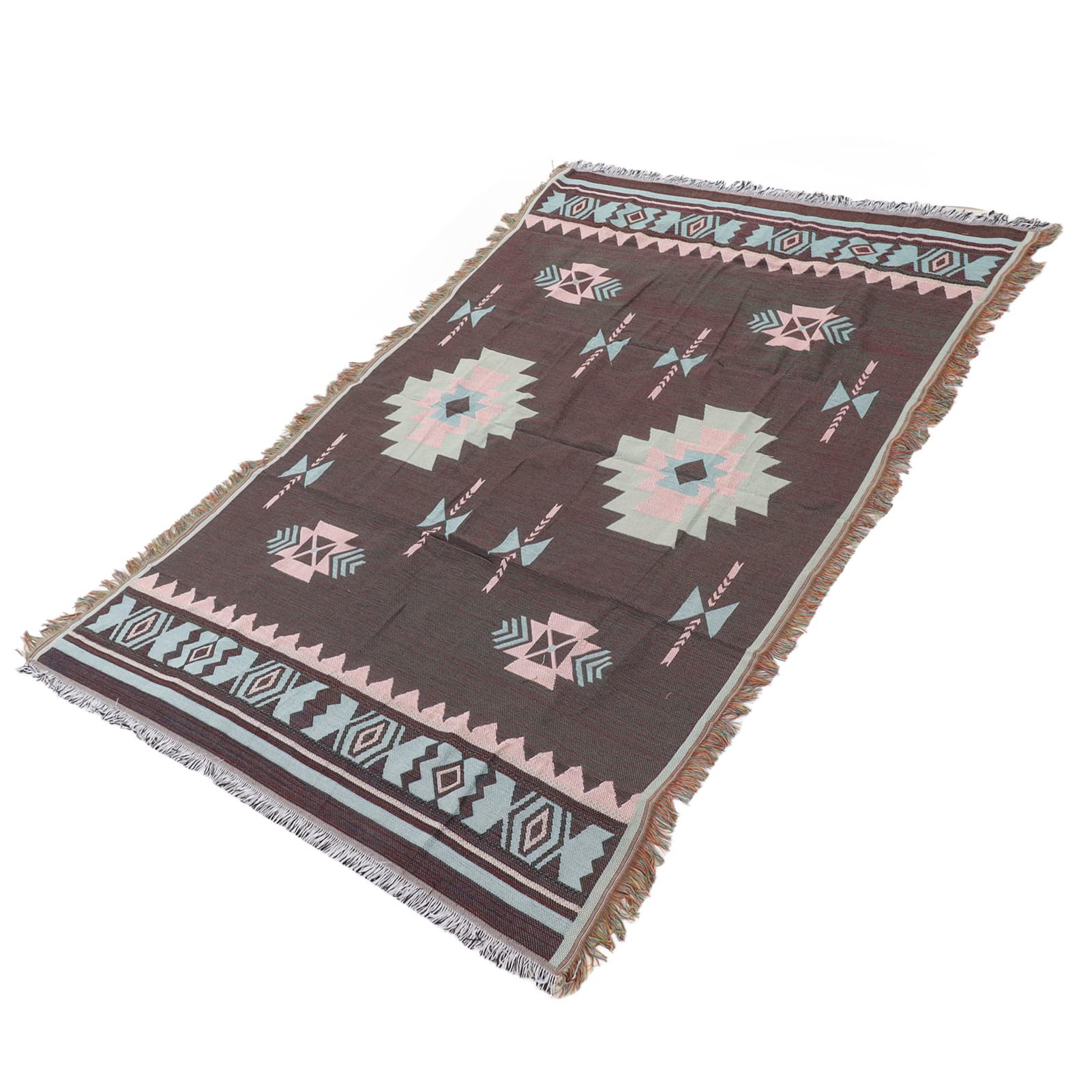 Ethnic Camping Tablecloth Blanket, Cotton Multipurpose Tent Blanket, Tassel Picnic Mat, Soft and Comfortable, 180x130cm, for Outdoor Activities