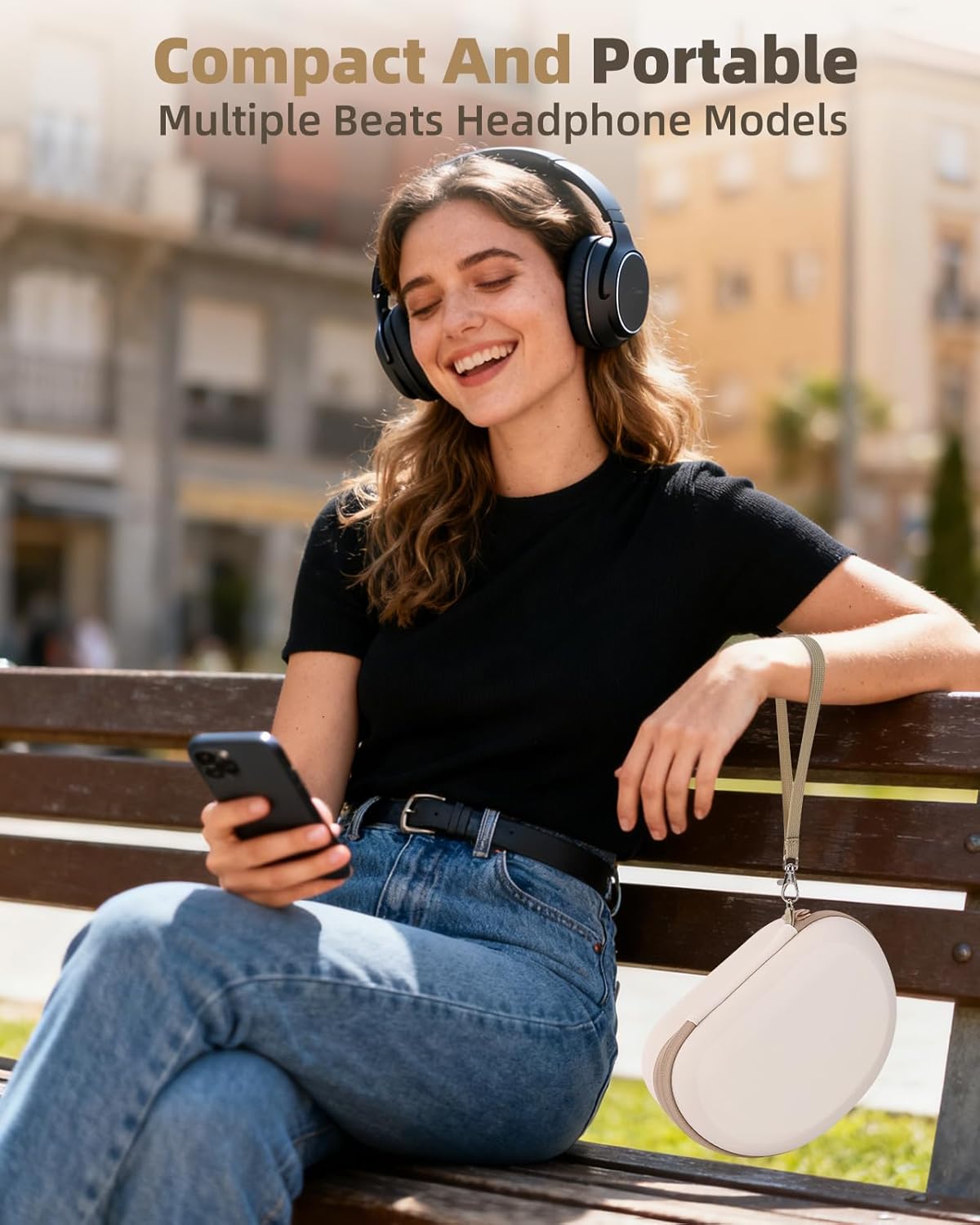 Hard Case for Beats Solo 4/Solo 3/Studio Pro/Studio3 On-Ear Headphones, Universal Portable Travel Organizer Bag with Honeycomb Lid Protection (Beige) - Image 6