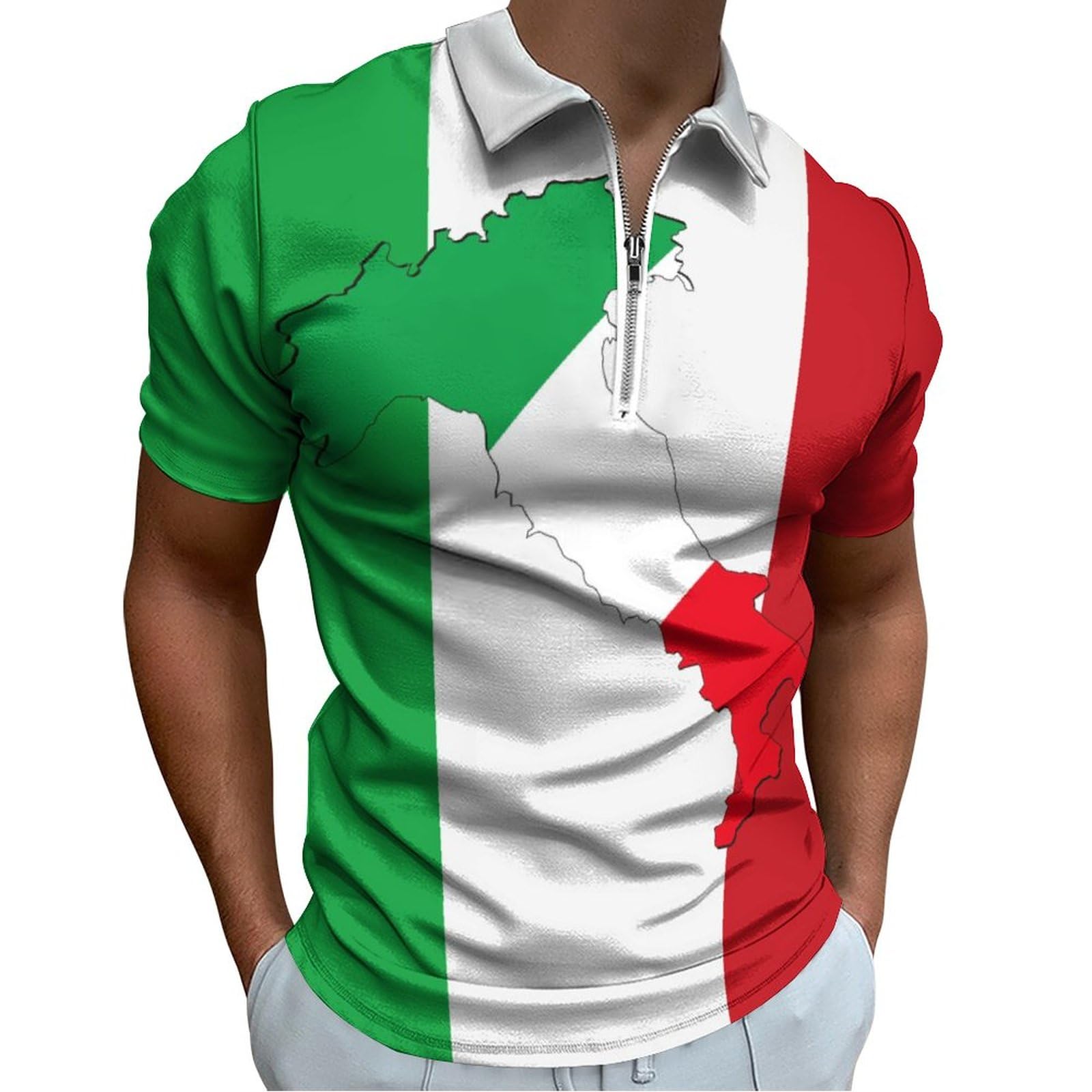 Amazon.co.jp: イタリア国旗とイタリア地図 メンズ ファスナー付き