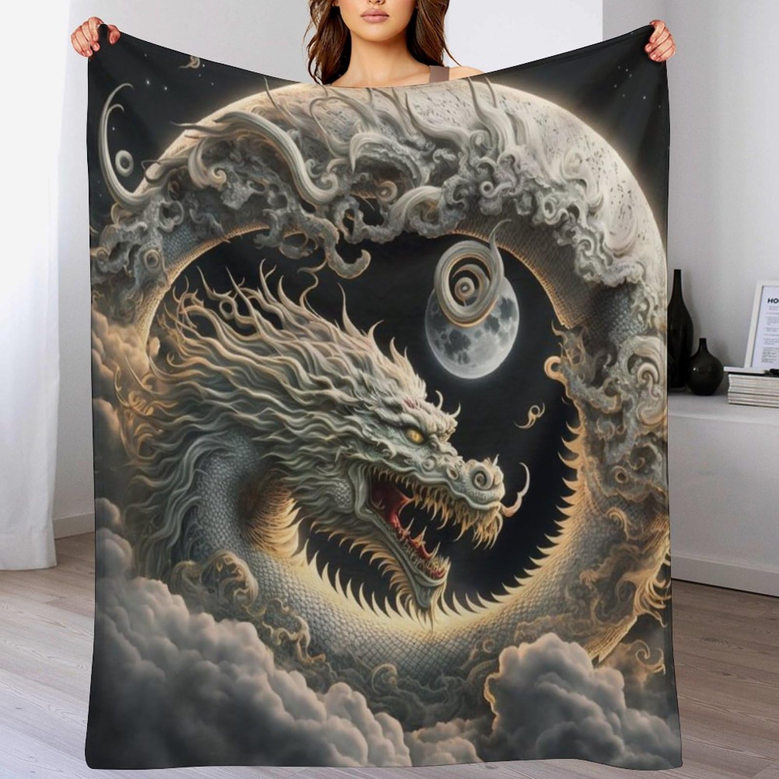 Plaid Brave Dragon contre le froid : couverture douce et fluffy pour lit et salon