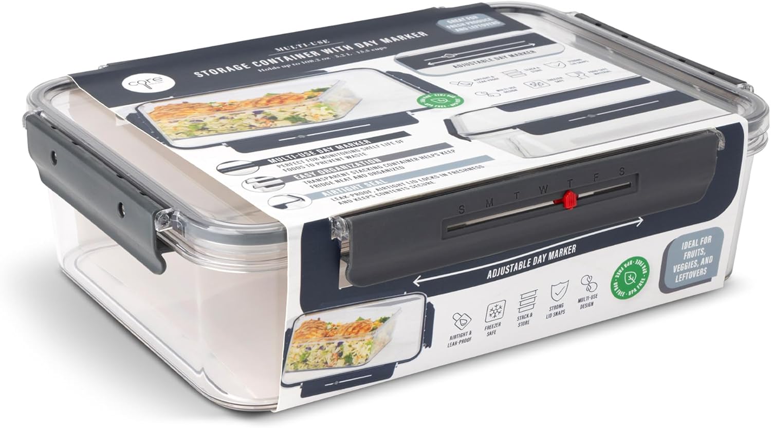 Core Home Pantry Refrigerator Freezer 108 Ounces BPA Free Plastic Snap Lid Food Storage Meal Prep Container With Day Marker