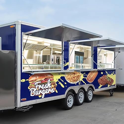 Custom Food Trailer Fully Equipped, Snack Pizza Taco BBQ Hot Dog Ice Cream Coffee Truck, Concession Mobile Food Truck, for Street Catering & Business Commercial Use