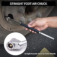 Vista 5 de SAFELIFE Medidor de presión de neumáticos de doble cabezal para camiones, 10-150 PSI, medidor de neumáticos de acero inoxidable resistente