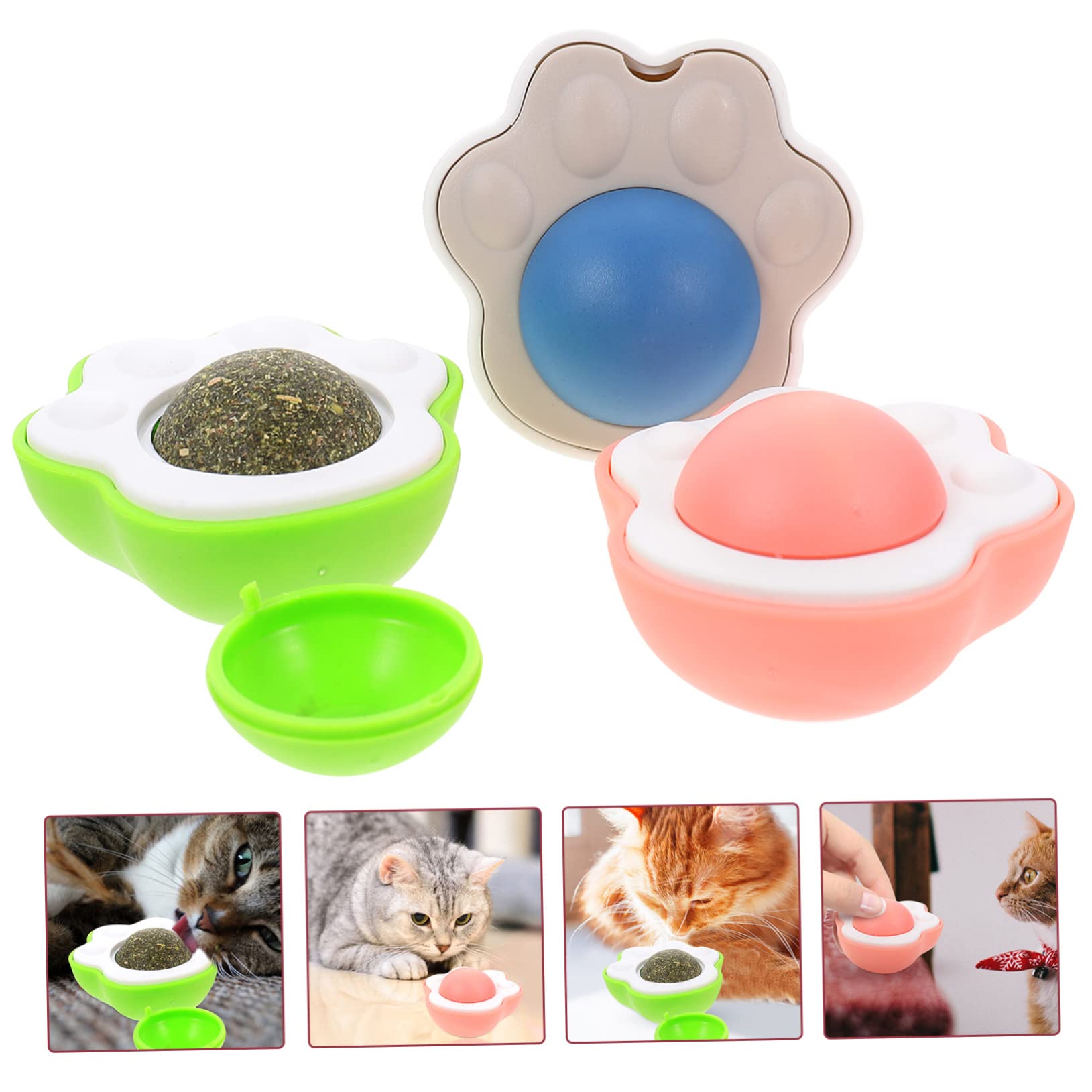 FRCOLOR 9pièces Lot de Boules De Cataire Comestibles pour Chats Jouet Interactif Catnip pour Chats Intérieur Amusant Et Rotatif Attire Attention De Votre Félin