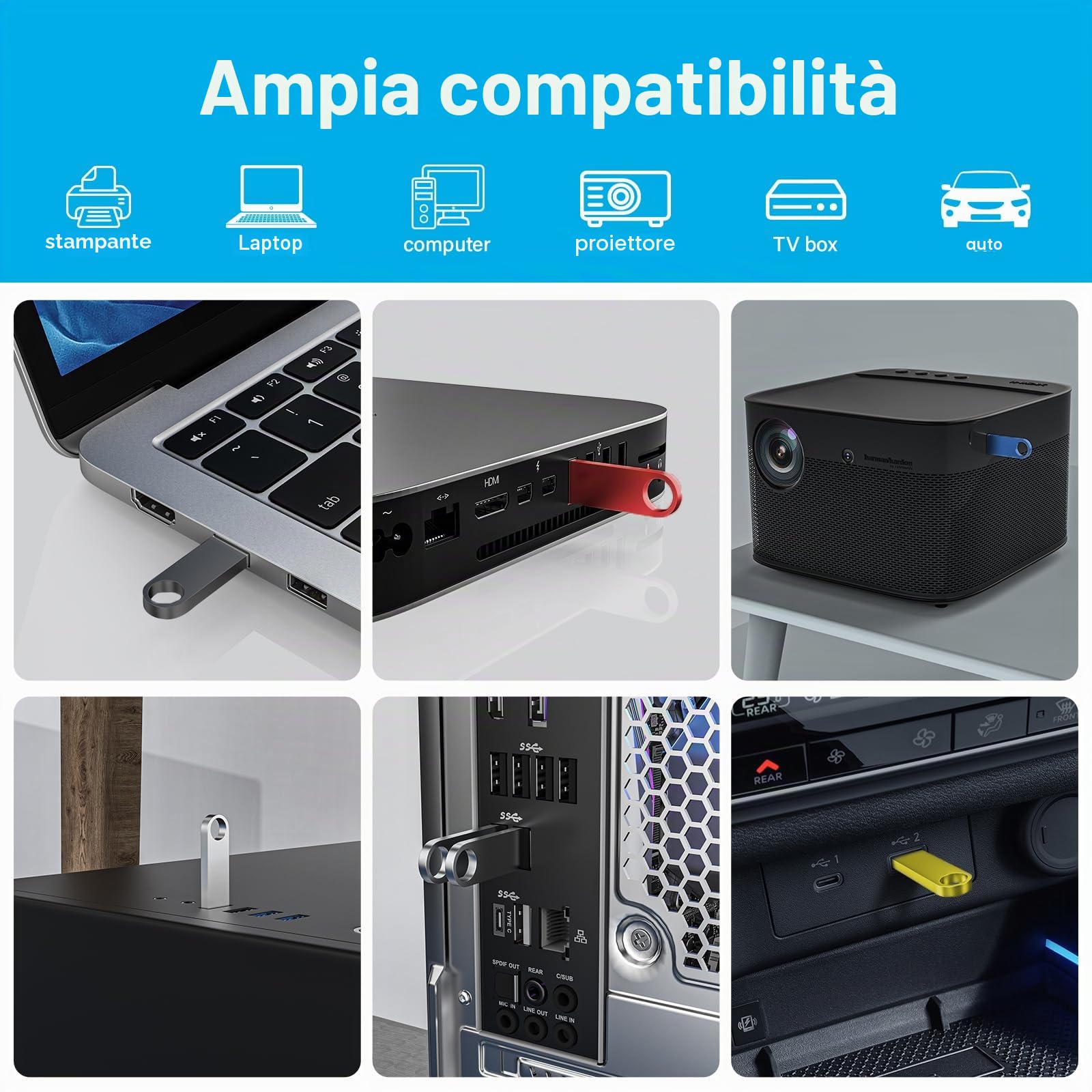 ABLAZE Mini chiavetta USB 2 GB 20 pezzi Nero impermeabile Penna USB 2 GB | in metallo confezione da 20 pezzi per laptop, computer, TV, auto