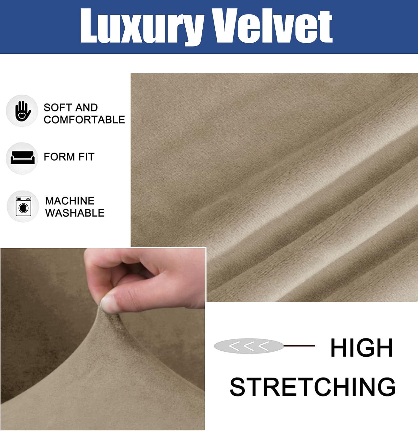 YOPOIY Velvet Couch Covers, High Stretch Sofa Cover Soft Non Slip Sofa Slipcover Washable Living Room Furniture Protector for Dogs Pet -deep Purple-2 Seater(145-180cm)