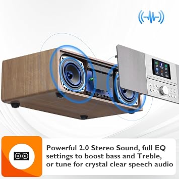 MS4 CD Player, FM Radio HiFi, AUX in, Bluetooth, Stereo, Walnut