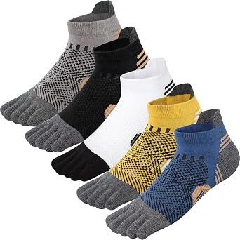 Mens Toe Socks Cotton Athletic Socks No Show Five Finger Sports Socks Arch Support Ankle Socks 6-9/9-12