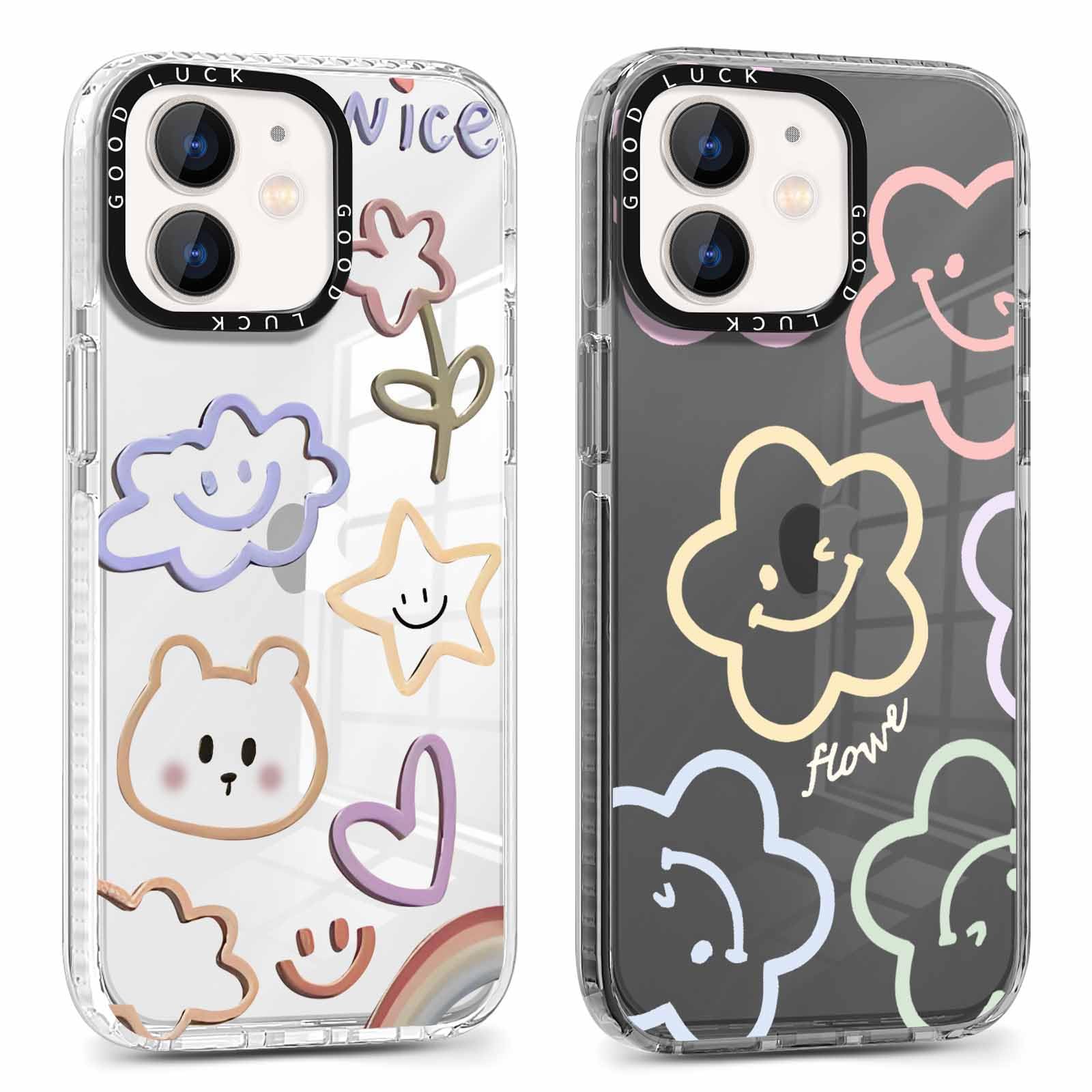 Coiwxmoi 2er Set Blumen Handyhüllen Für IPhone 12 Pro Max – Durchsichtige, Stoßfeste TPU Schutzhülle Mit ästhetischem Muster Für Mädchen & Frauen