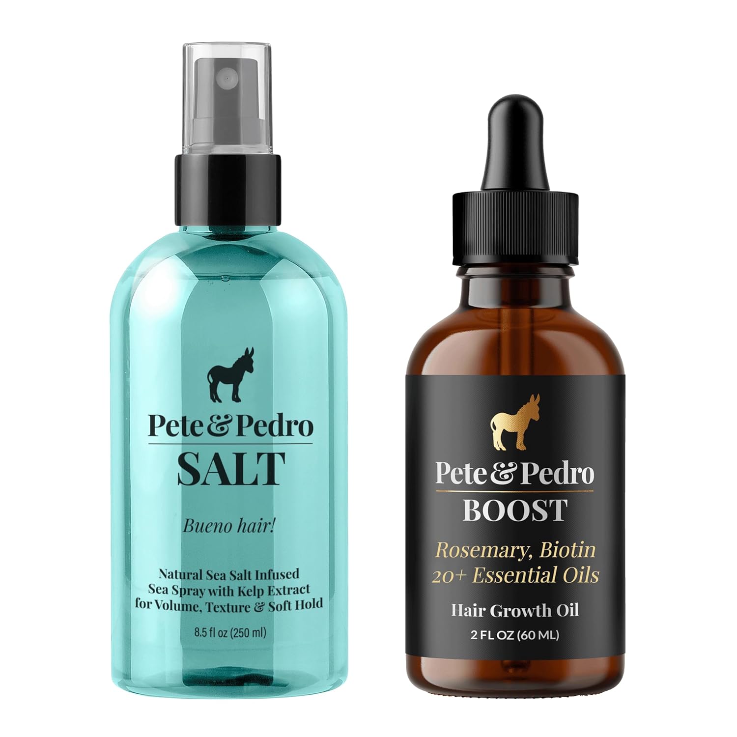 Pete & Pedro Sea SALT Spray 8.5 oz. & BOOST Growth Serum 2 oz. Combo – More Volume More Texture & Healthier Hair | Light Hold Low Shine Fast Absorbing Hydration & Fuels Growth