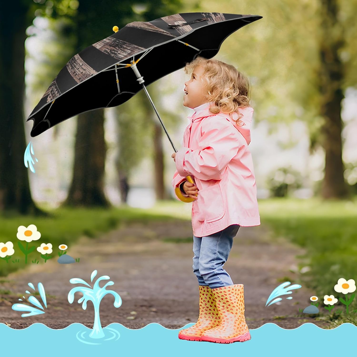 ODAWA Kids Umbrella Boy Ukraine Flag Kids Umbrella, J Handle Golf Umbrella
