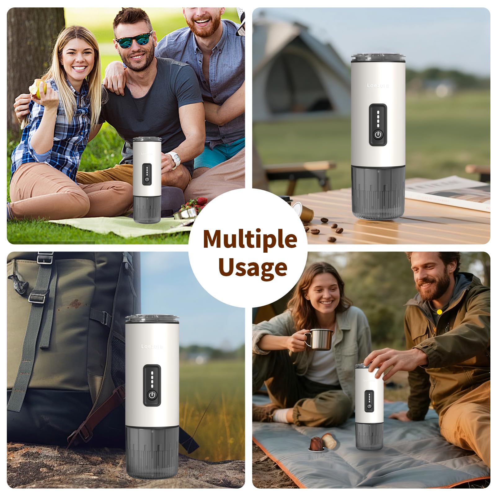 Cafetera espresso portátil, 20 bares | Autocalentamiento y infusión fría, batería de 7500 mAh, 3 en 1 para Nespresso y tierra, viajes, camping, coche, color blanco