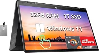 HP Envy x360 Convertible 15-inch Laptop, AMD Ryzen 7 5825U Processor, 32 GB RAM, 1TB SSD, AMD Radeon Graphics, Windows 11 Home (15-eu1026nr, Nightfall Black Aluminum) (Renewed)