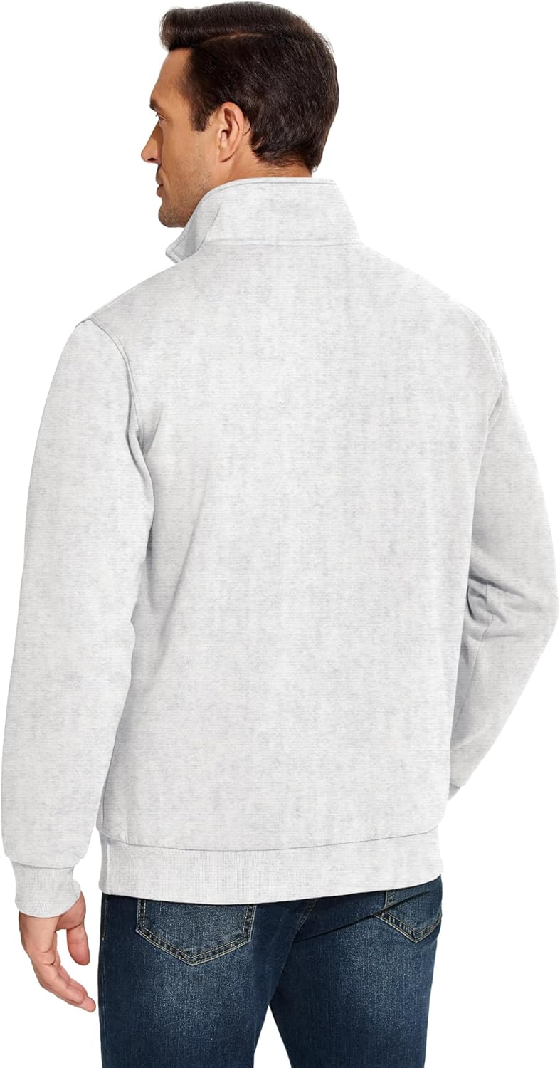 PINSPARK Men's Quarter Zip Pullover Sweatshirts Mock Neck Casual Long Sleeve Fall Winter Warm Fleece Cotton Sweatshirt - Image 2