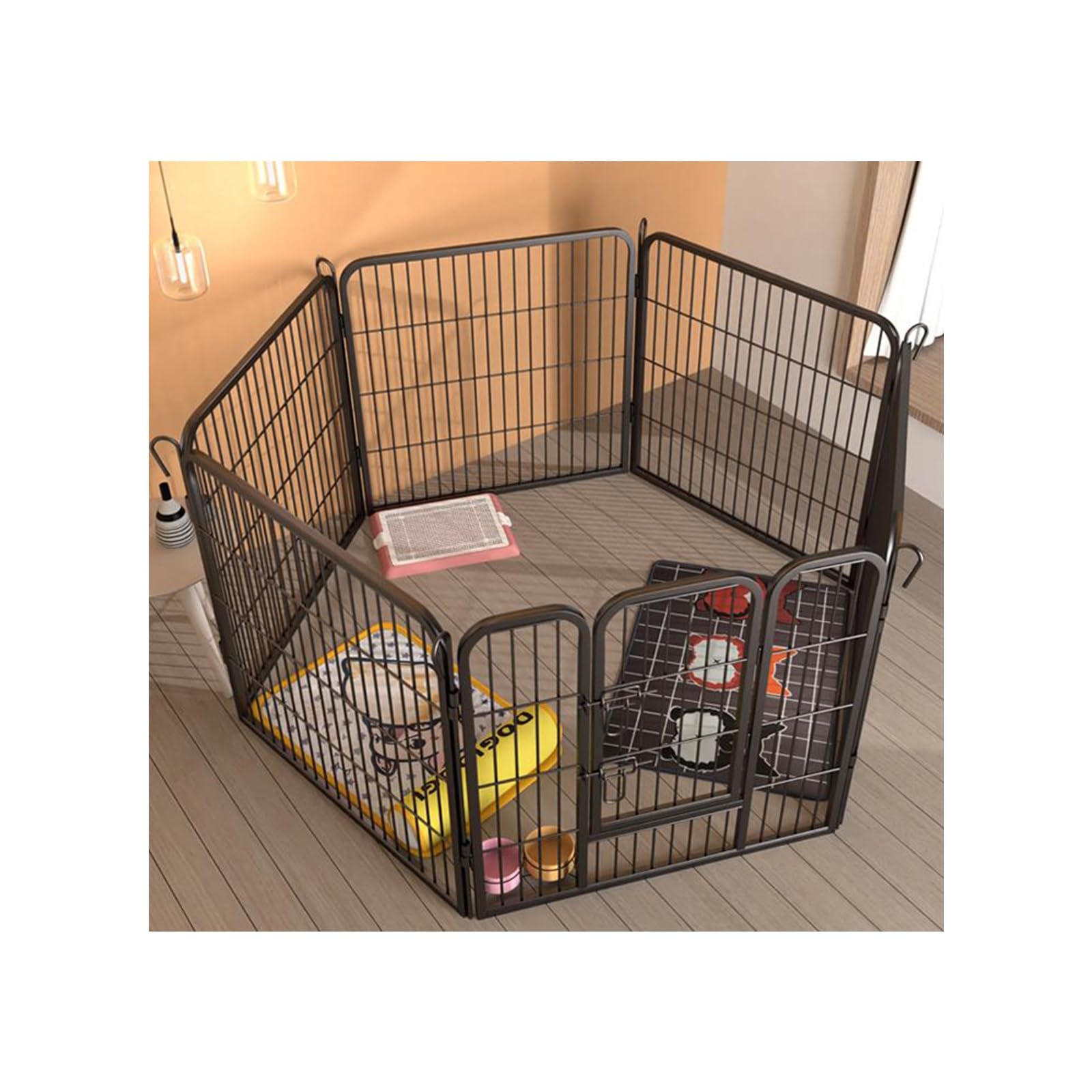 Parc pliable pour animaux 6 panneaux 80x80cm - Enclos portable extérieur et intérieur