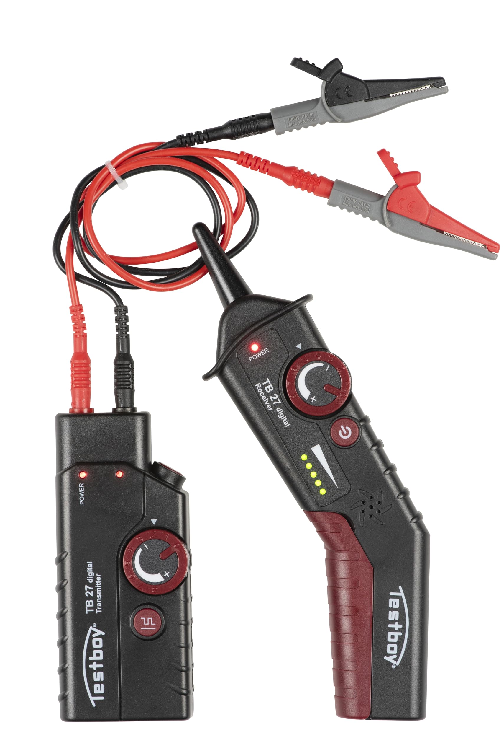 Testboy 27 Juego de buscador de línea digital, protegido contra voltaje externo hasta 400 V (para líneas vivas y no vivas, nivel de transmisión y recepción ajustable), negro