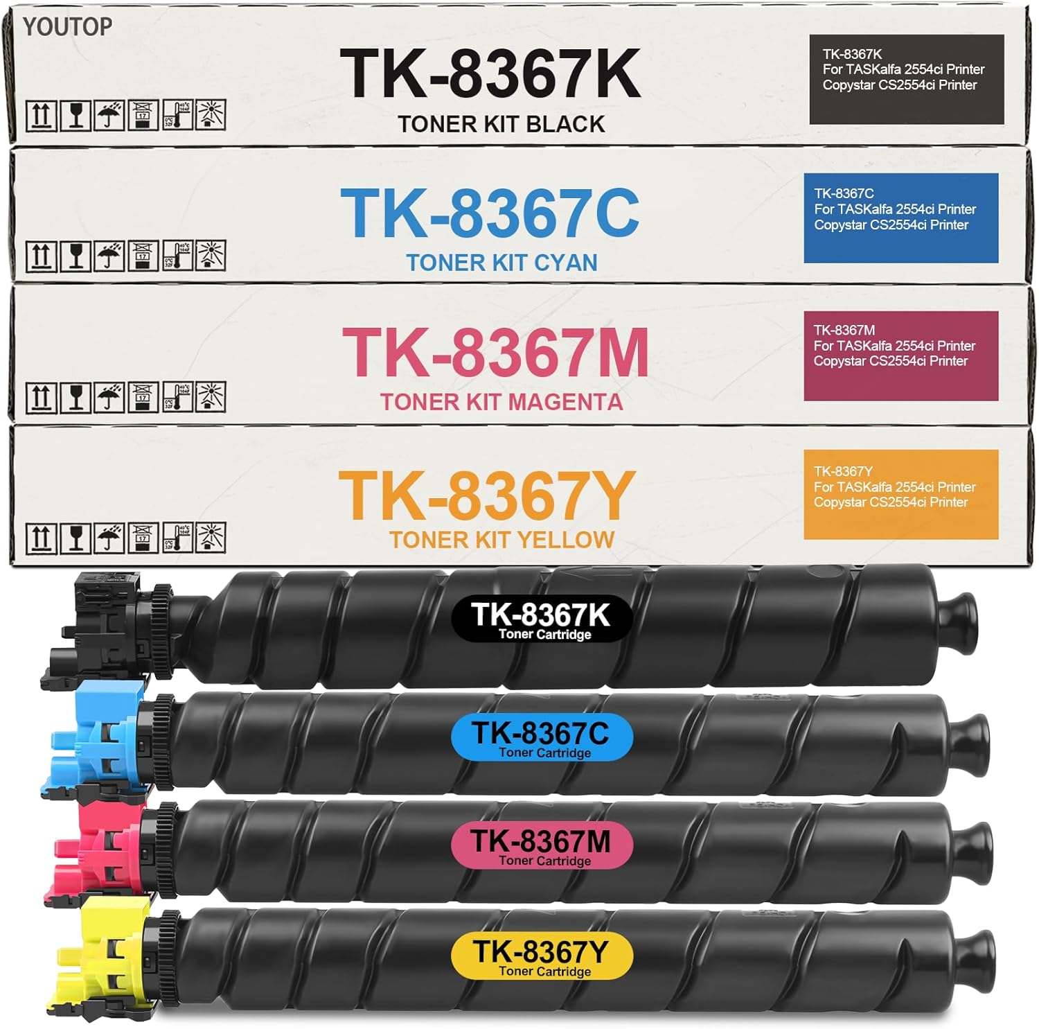 TK8367 TK-8367 Toner Cartridge TK-8367K TK-8367C TK-8367M TK-8367Y Color Set Replacement for Kyocera TASKalfa 2554ci Copystar CS2554ci Printers