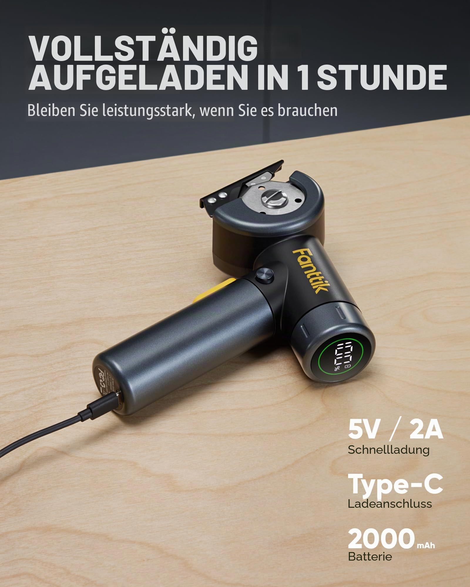 Fanttik C8 Nano Elektrische Schere, Kartonschneider Elektrisch mit Bildschirm, LED-Licht, 3 Geschwindigkeitsstufen, Typ-C-Aufladung, Geeignet für Stoffe, Teppiche, Leder, Kartons - Schwarz