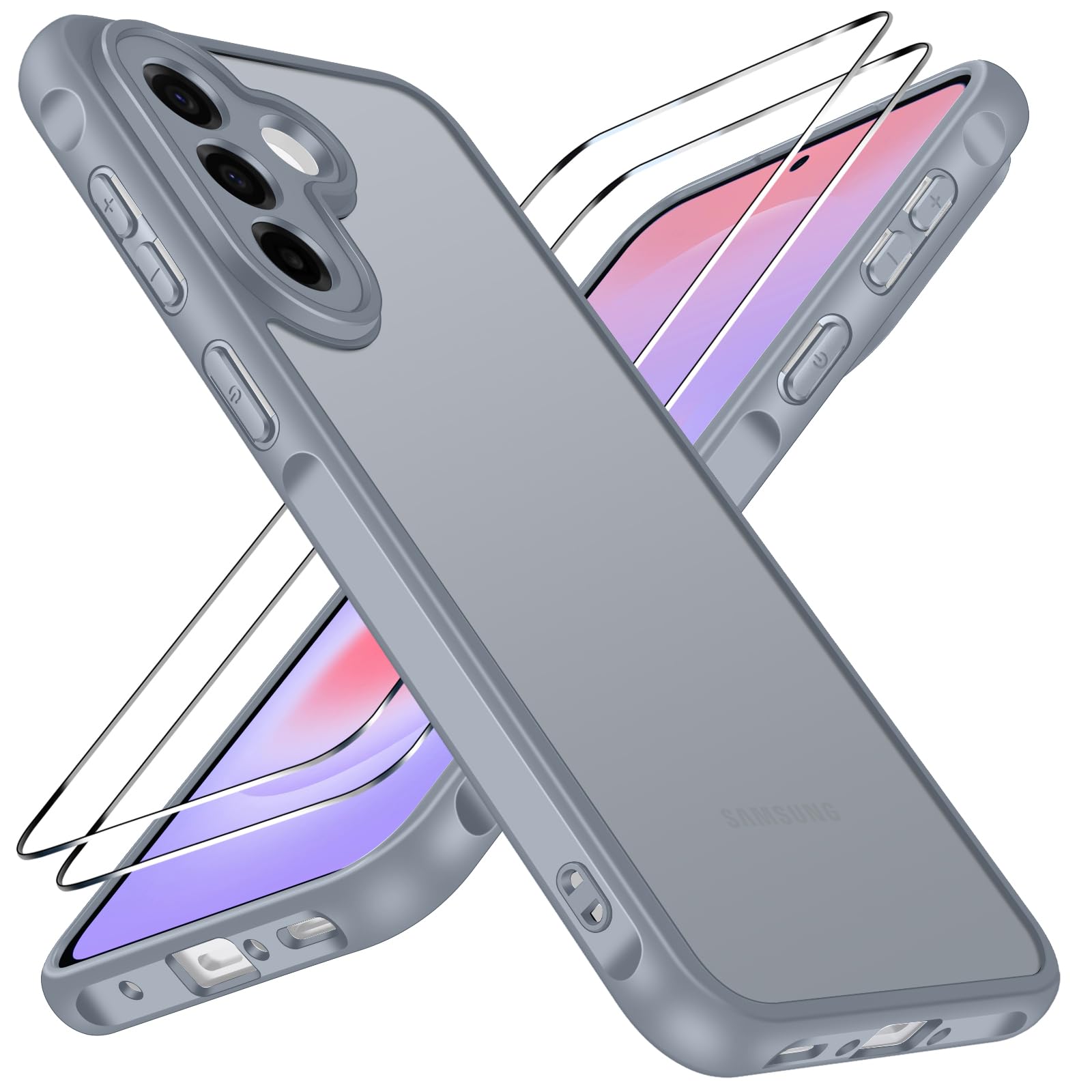 ivoler Coque Mat pour Samsung Galaxy A37 5G avec 2 Pièces Verre Trempé, [Protect