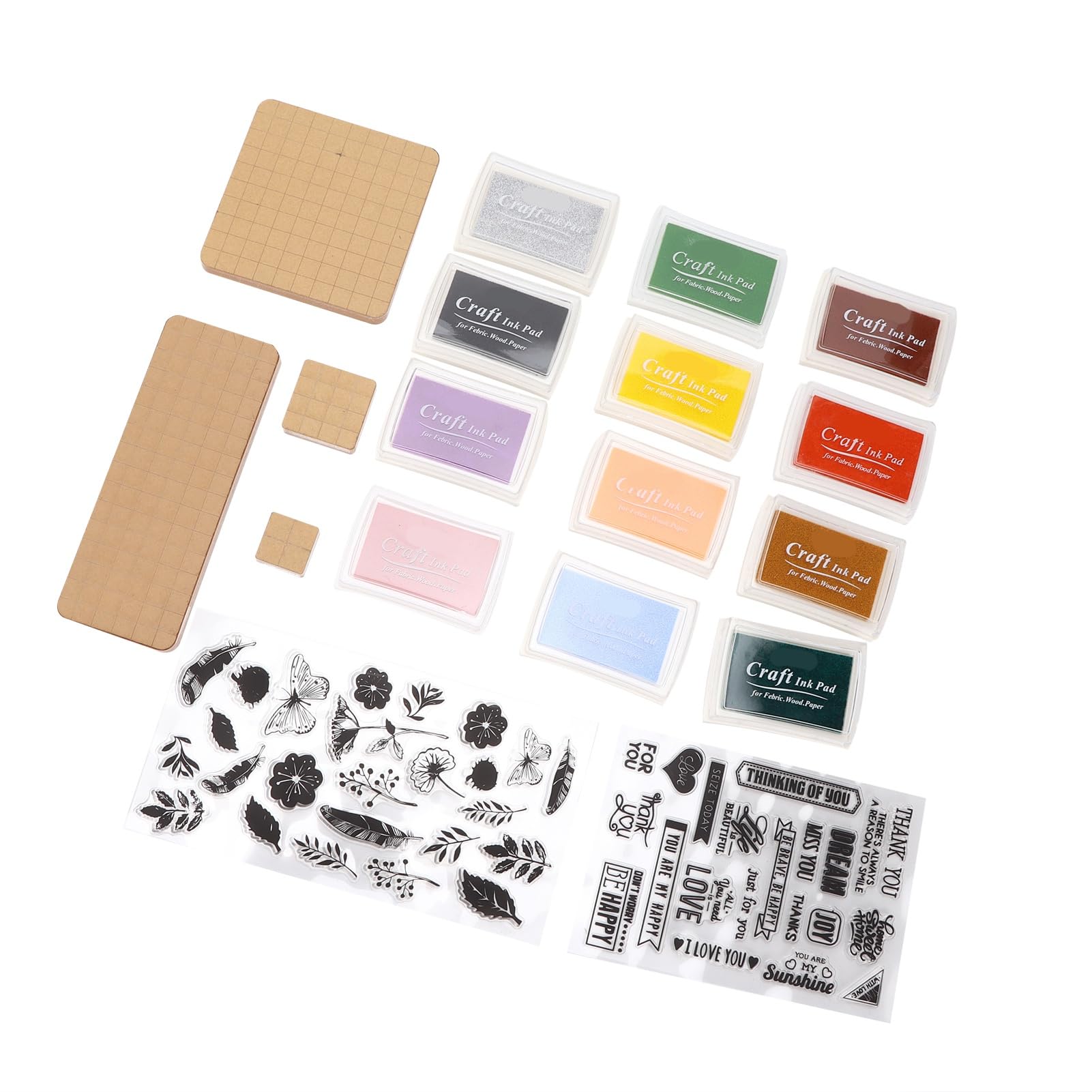 Zu den Acryl-Stempelwerkzeugen gehören 4 Acrylblöcke, 12 Stempelkissen und 2 transparente Siegel-Stempelblöcke für die Herstellung von DIY-Bastelkarten