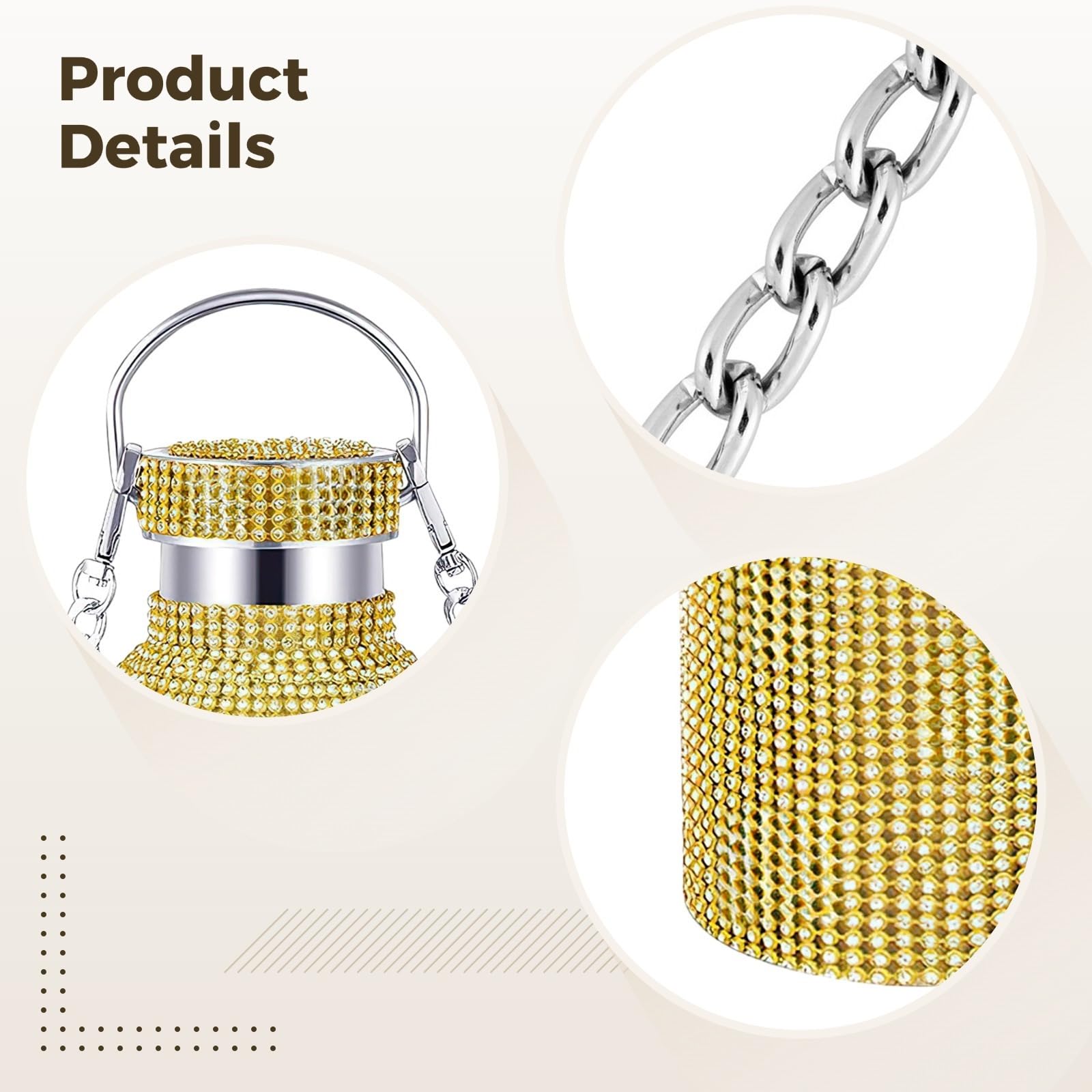 Borraccia termica con strass scintillanti, 750 ml, in acciaio inox, per idratazione e stile