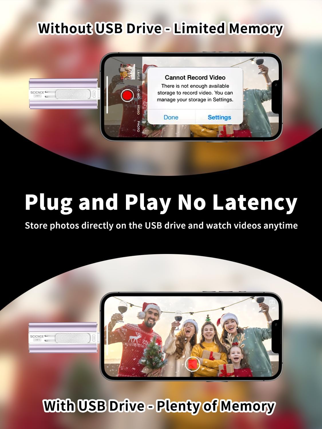 SCICNCE 256GB Flash Drive Intended for Phone, USB External Memory Stick Storage Backup for Photos Videos, Plug and Play No APP Required, Compatible with iPhone iPad Android and PCs (1 Pack-Purple) 6 71 EE2RLckL. AC SL1500