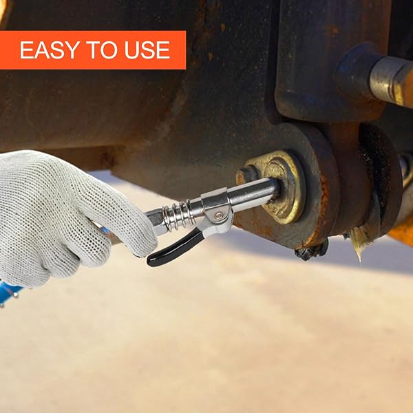 Comzantor Ingrassatore Manuale, Pistola Grasso Autobloccante, Testina Ingrassatore Professionale, G Grasso Pistola Accoppiatore, Ingrassatori Testine con Tubo da 30cm, per Tutti Pressa per Grasso - 5