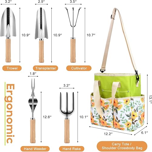 Miniatura 6 de Juego de herramientas de jardinería, regalos de jardinería para hombres, día del padre, herramientas de mano de jardín resistentes con bolsa cruzada