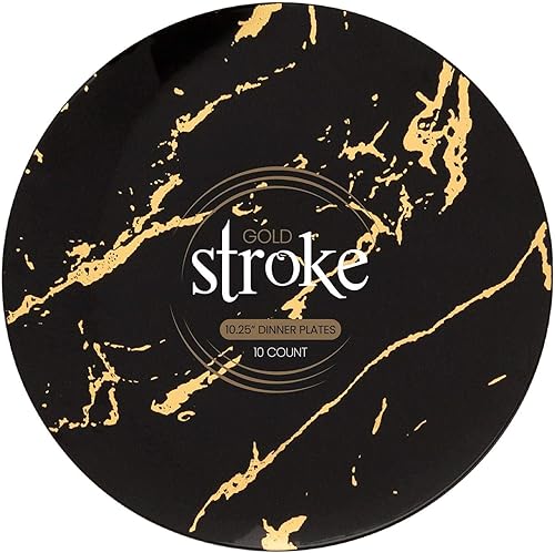 Miniatura 3 de Gold Stroke - Platos llanos negros de 10.25 pulgadas 50 unidades