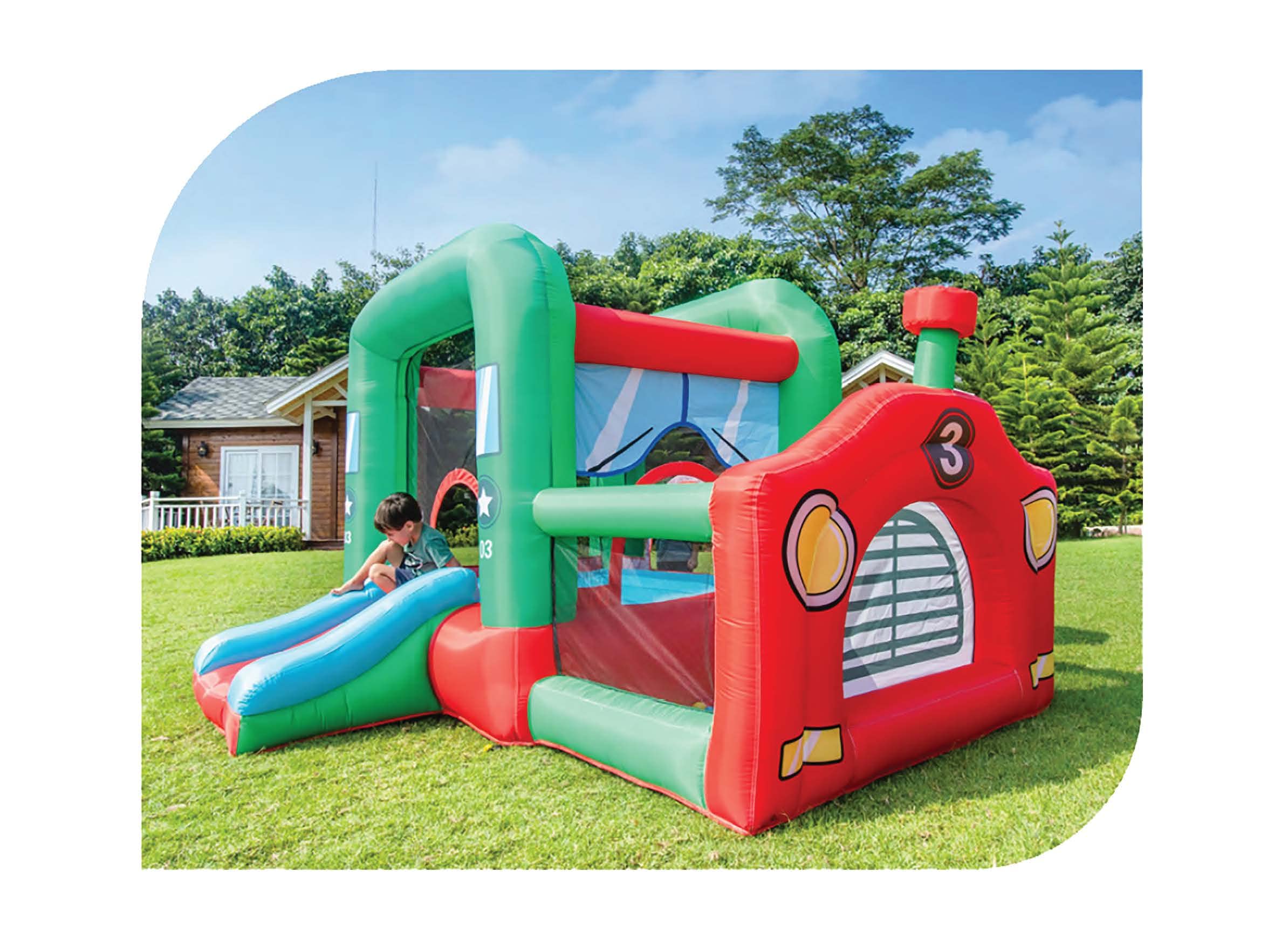 CocoNut Castles Big Rig Truck Bouncy Castle, Inflatable Bounce House For Kids That Looks Like a Freighter Truck, 120 volt AC Blower Included, Great For Backyard Playdates and Birthday Parties, Ages 5+
