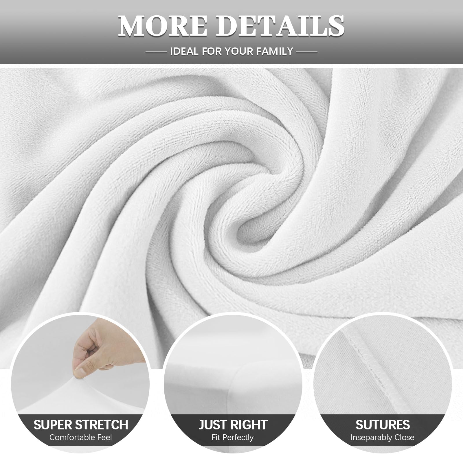 Coprisedie con Schienale 4 Pezzi in Velluto Elasticizzati, Universale, Copri sedia Cucina Soggiorno Super Morbido Comodo Anti-Graffio - Bianco