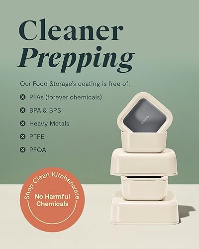 Miniatura 6 de Caraway Juego de almacenamiento de alimentos de vidrio 14 piezas recipientes de alimentos recubiertos de cerámica fácil de almacenar recipientes no