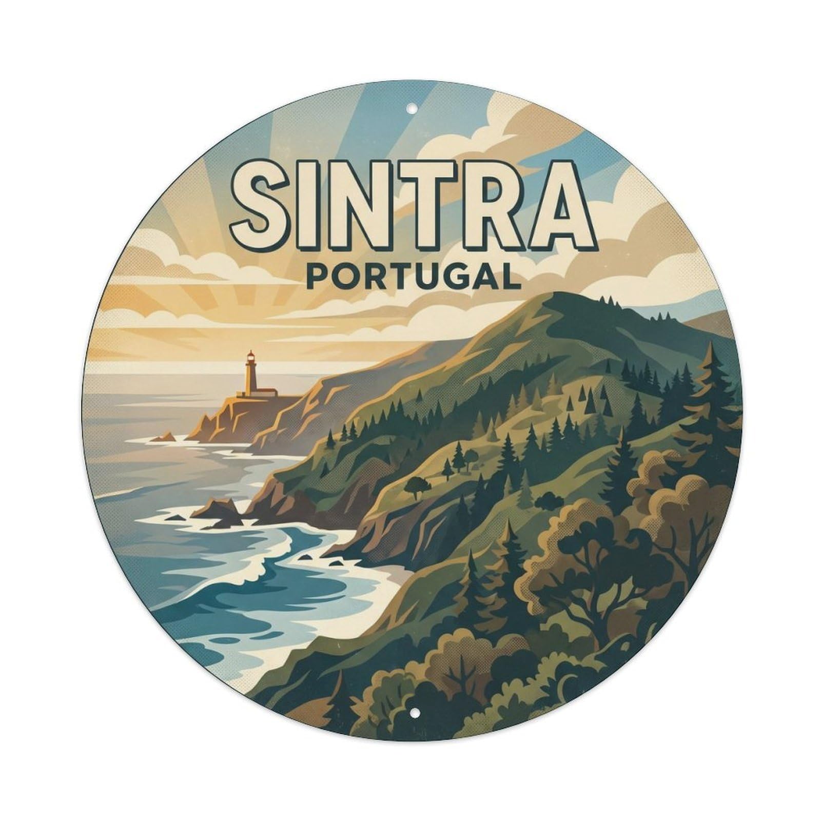 Olhnbad Style Portugal Sintra Atlantic View Portuguese Heritage Metal Tin Sign