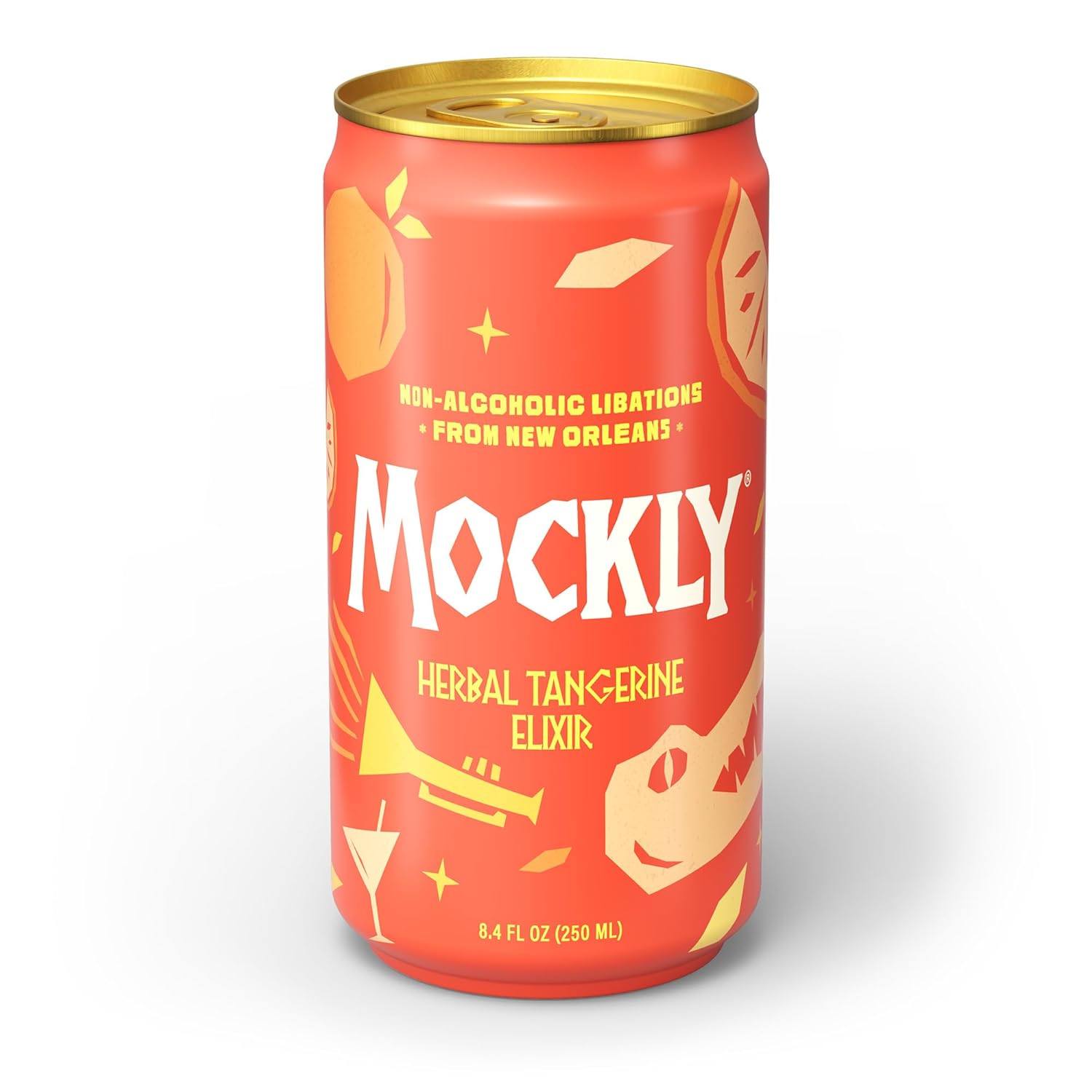 Mockly Herbal Tangerine Elixir Booze-Free Cocktail | Ready To Drink Non-Alcoholic Cocktail | Mocktail Drink Mixer | Tangerine Peach Lemon Basil Lemongrass | Zero Proof | 8.4 Ounces Per Can | 12-Pack