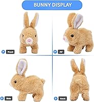 Vista 3 de Conejito de peluche de peluche, juguete electrónico interactivo para mascotas, conejo de peluche realista (marrón)