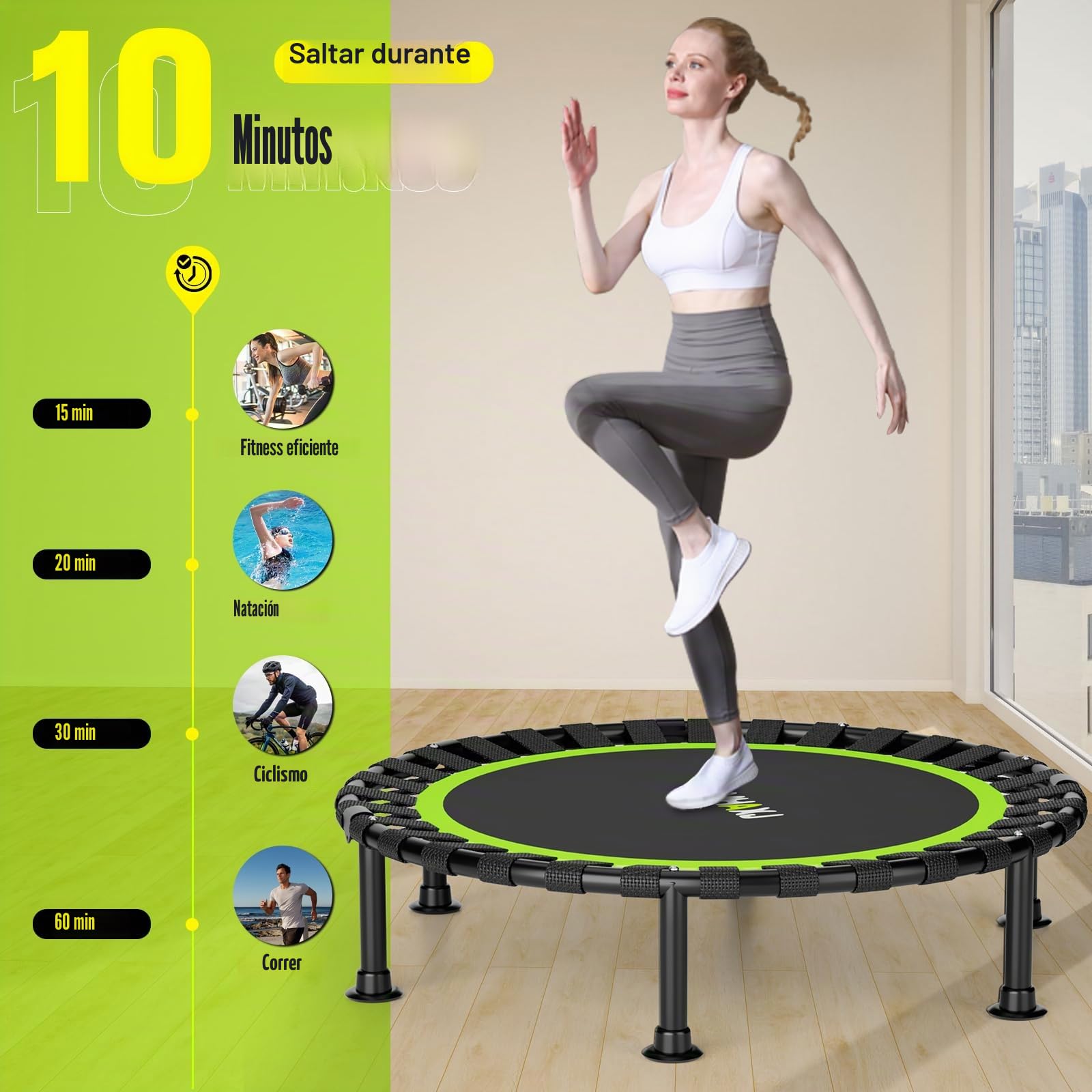 ZCMHAXJ Mini trampolín plegable, 40 pulgadas/48 pulgadas, trampolín de rebote para adultos, capacidad de 440 libras, trampolín de ejercicio en interiores, trampolín de entrenamiento de fitness para