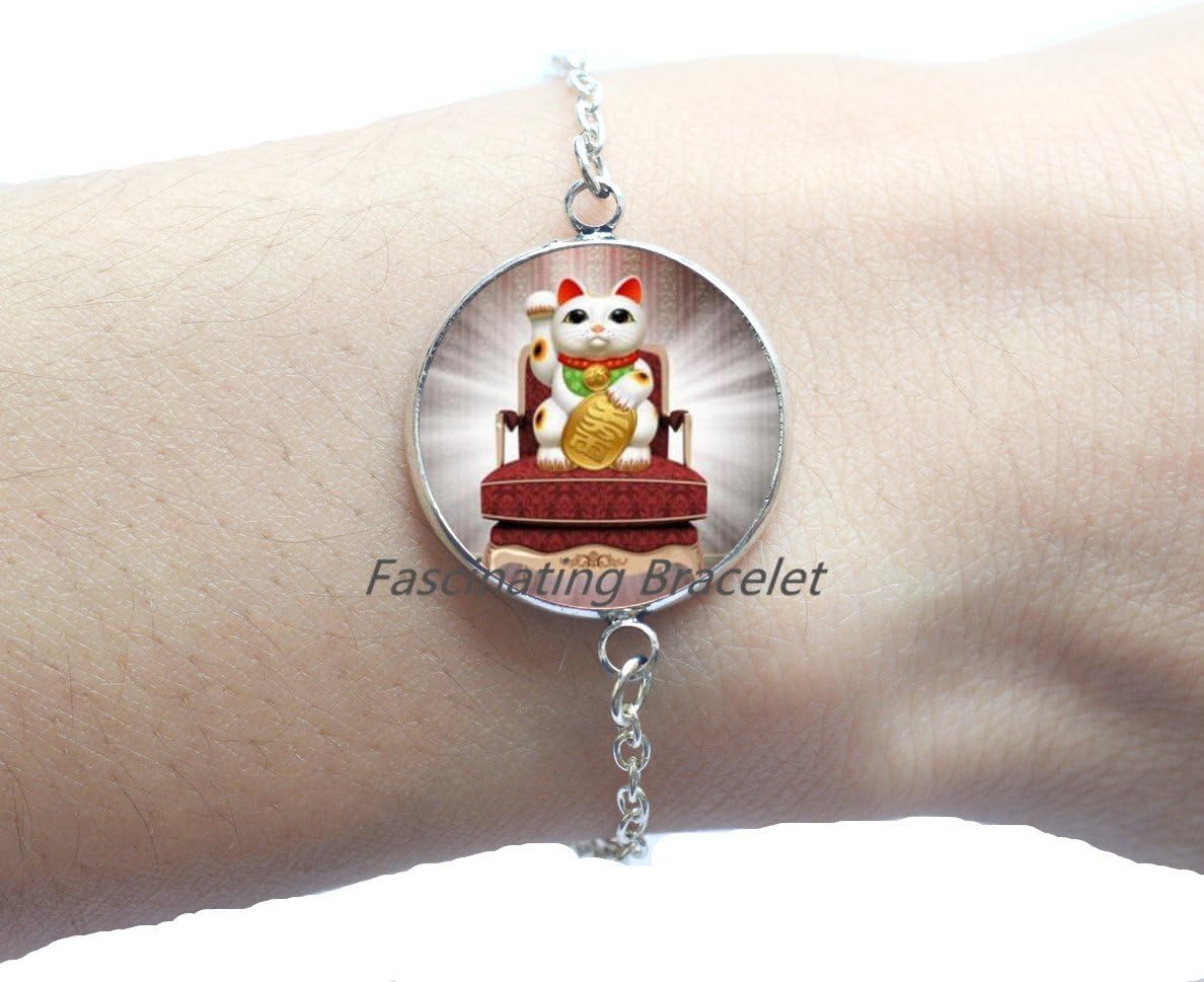 Maneki Neko Cat Bracelet, Lucky Cat Bracelets, Welcoming Cat Bracelet, Chinese Lucky Cat Bracelet, Cat Charm,AE0133