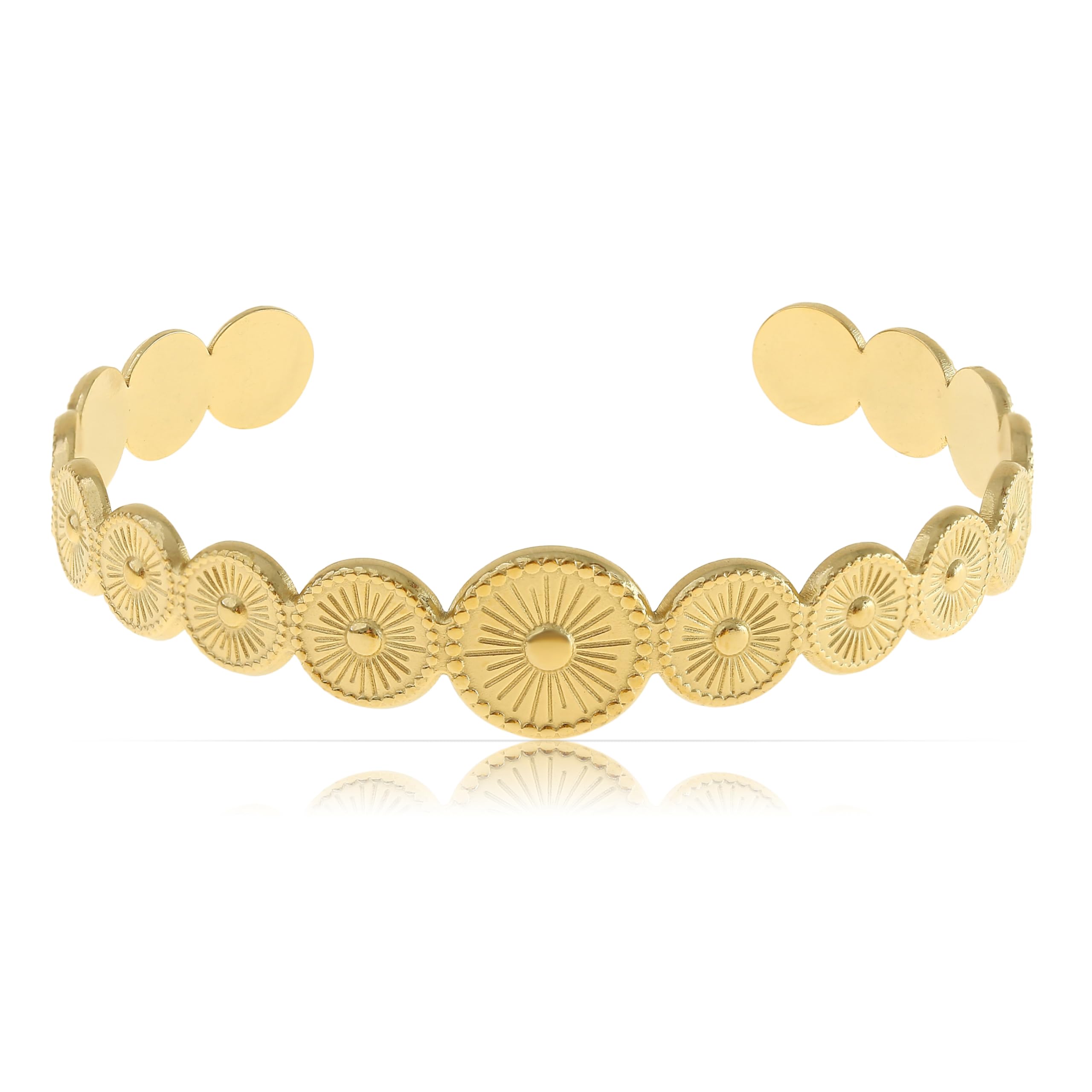 Made by Nami Armreif Gold Damen Boho Schmuck aus Chirurgischem Edelstahl 316 Verstellbar Wasserfester Schmuck
