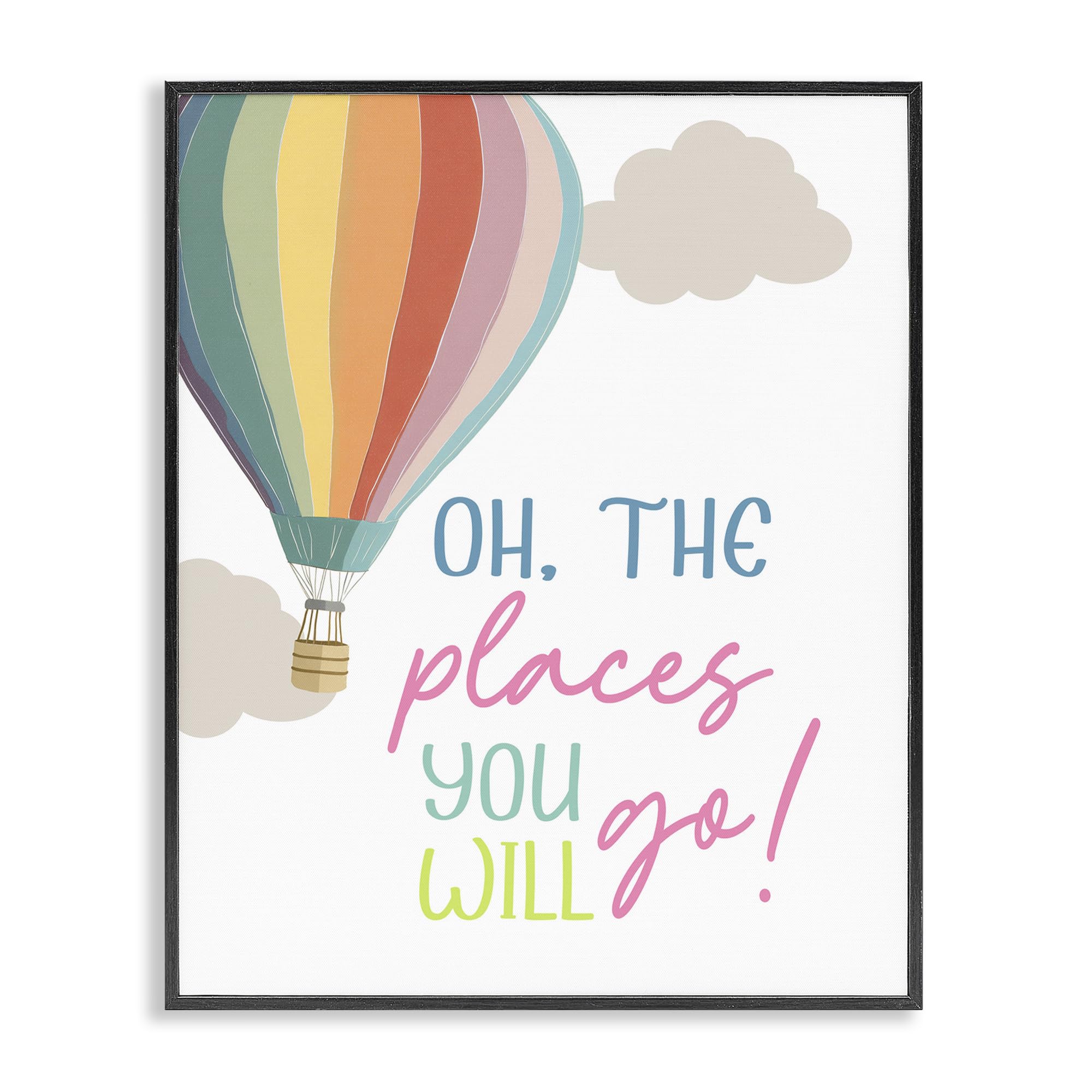 Stupell Industries Midnight Black (Textured) 'The Places You Will Go'| Framed Giclee Art