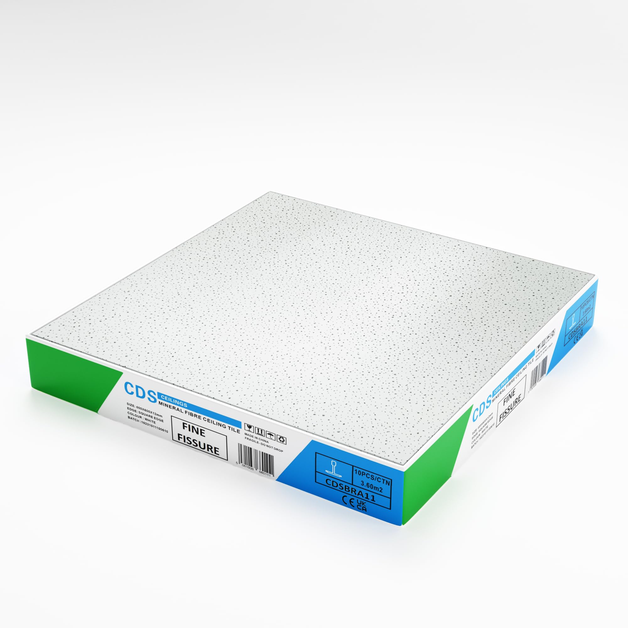 10 Pack of Fine Fissured Suspended Ceiling Tiles Acoustic Tiles 595mm x 595mm Fit in 600mm x 600mm Grid (Fine Fissured) None Directional Pattern