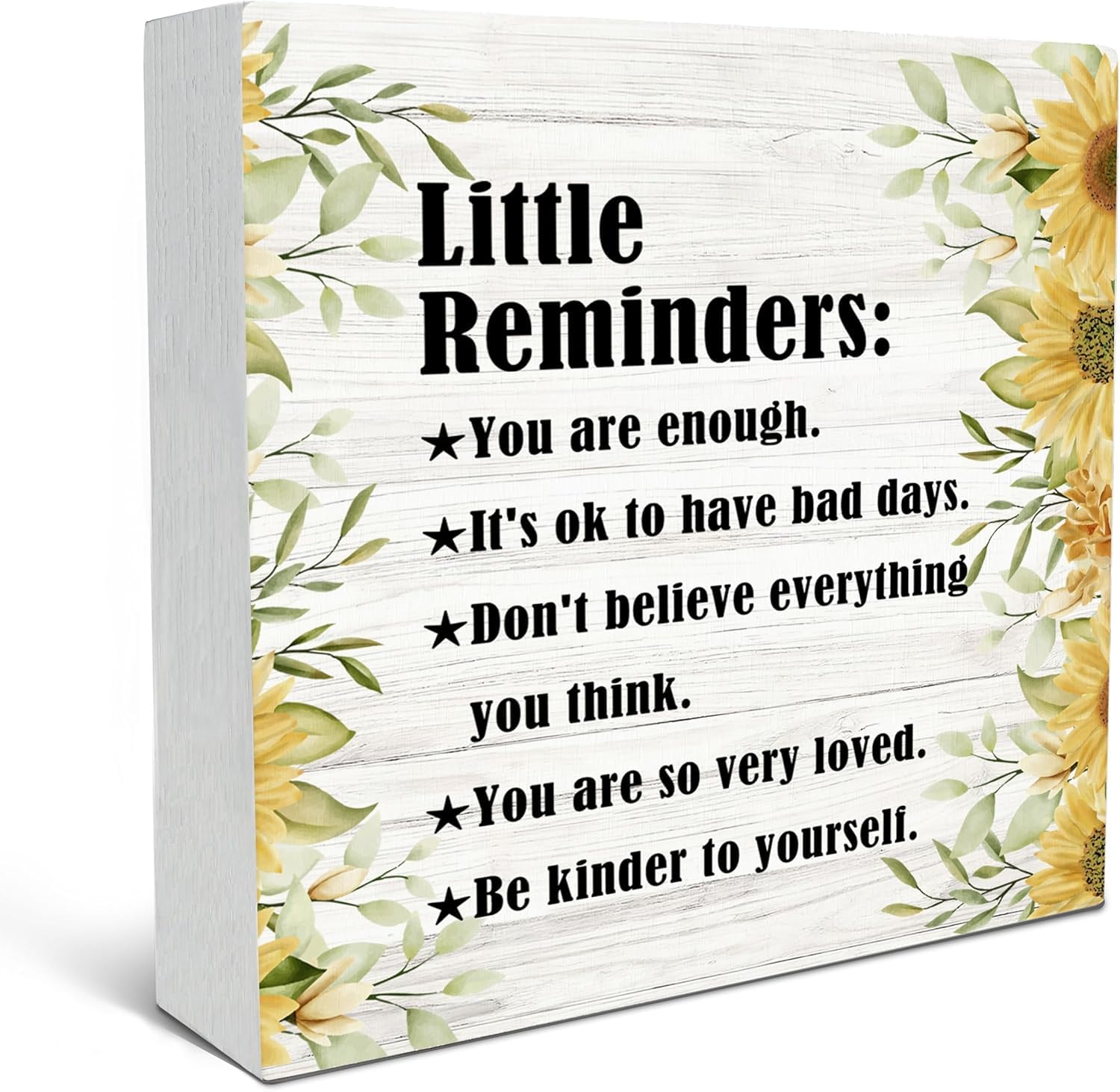 Little Reminders Box Sign 7x7 Inch Sunflower Rustic Farmhouse Decor