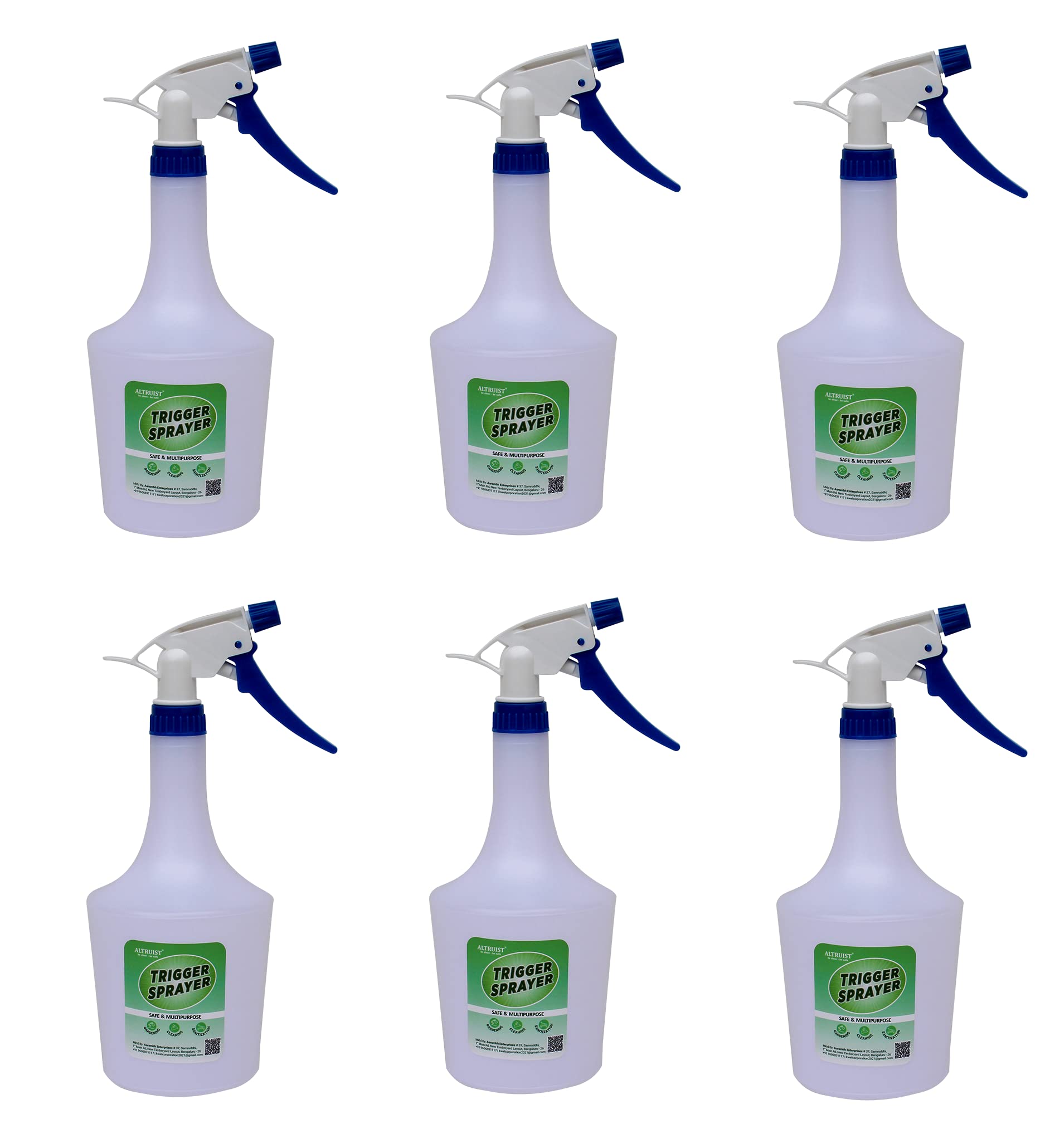 ALTRUIST Unbreakable Plastic Empty Spray Bottle 1000 ml Double-Shot Trigger (Aqua) For Sanitizer, Liquid, Fogging, Garden Spray Glass Cleaning (Set of 6) (White) (B09PNLDZ67) Amazon Price History, Amazon Price Tracker