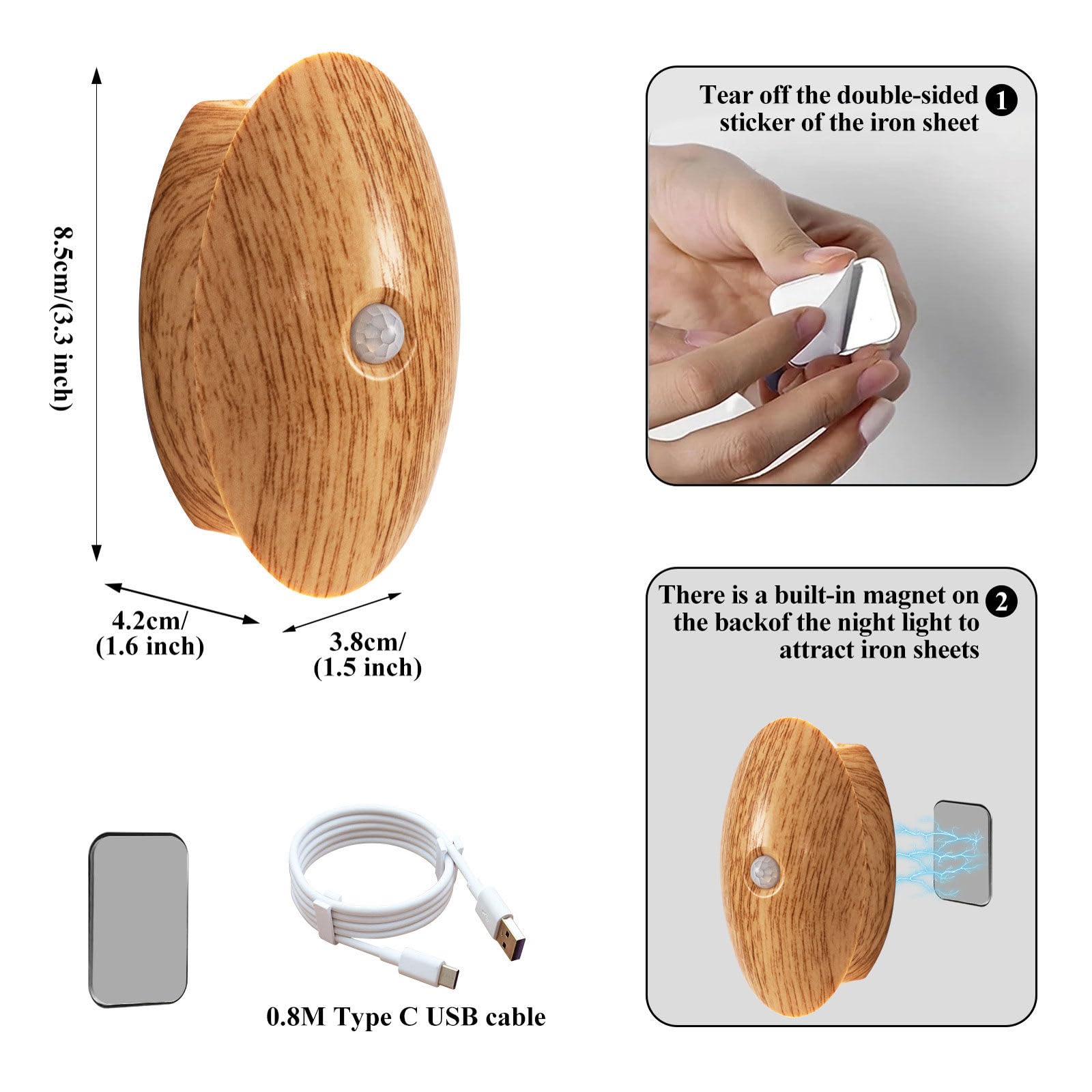 Luz Del Sensor De Movimiento Con Batería Recargable, 1200 Mah Mordern Control Táctil Atenuable 3 Niveles De Brillo De Pared, Para Sala De Estar Dormitorios Pasillos