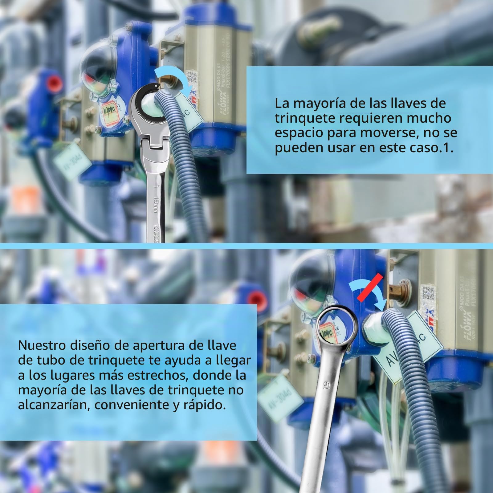 LOSCHEN Llave de carraca métrica, 12 piezas, 8-19 mm, llave métrica con 72 dientes, carraca de acero al cromo vanadio